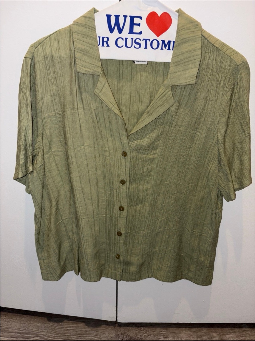 Rachel Zoe Olive Green Short-Sleeve Button-Down Top
